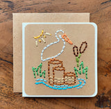 Mini Pelican Hand Sewn Card