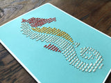Coastal Seahorse Hand Sewn Card-Cards-The Cole Card Company