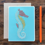 Coastal Seahorse Hand Sewn Card-Cards-The Cole Card Company