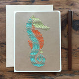 Coastal Seahorse Hand Sewn Card-Cards-The Cole Card Company