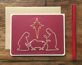 Nativity Scene Hand Sewn Christmas Card-Cards-The Cole Card Company