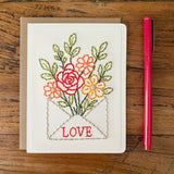 Sending Love Hand Sewn Card
