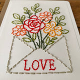 Sending Love Hand Sewn Card