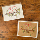 Cute Hand Sewn Love Birds Card