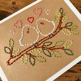Cute Hand Sewn Love Birds Card
