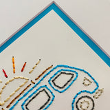 Hand Sewn Surfer Bus Embroidery Art