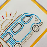 Hand Sewn Surfer Bus Embroidery Art