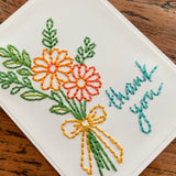 Hand Sewn Floral Thank You Card