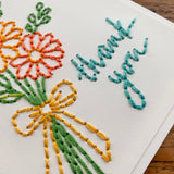 Hand Sewn Floral Thank You Card