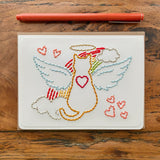Hand Stitched Cat Sympathy Memorial Card