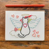 Hand Stitched Cat Sympathy Memorial Card
