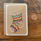 Mini Handsewn Christmas Stocking Card
