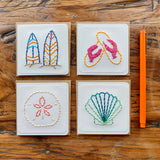 mini hand sewn beach cards