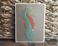 Coastal Seahorse Hand Sewn Card-Cards-The Cole Card Company