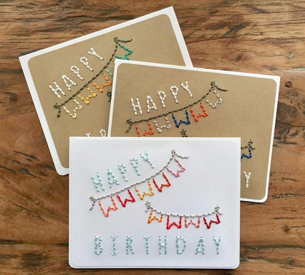 Happy Birthday Hand Sewn Card-Cards-The Cole Card Company