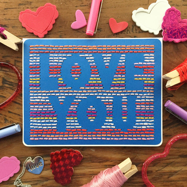 Love You Hand Sewn Card-Cards-The Cole Card Company