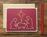 Nativity Scene Hand Sewn Christmas Card-Cards-The Cole Card Company