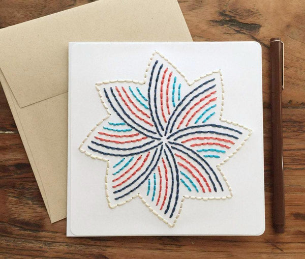 Starburst Design Hand Sewn Card-Cards-The Cole Card Company