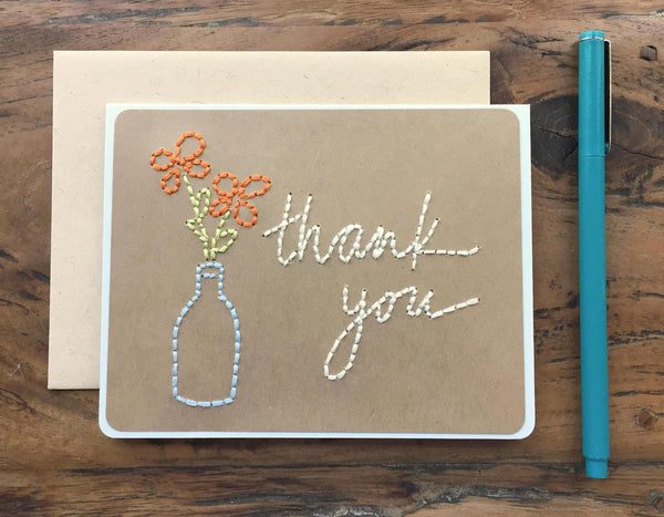 Thank You Hand Sewn Card-Cards-The Cole Card Company